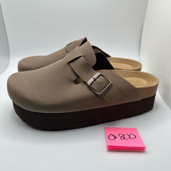 CUSHIONAIRE Women's Cork Footbed Platform Clog 7.5 BROWN - Picture 3 of 7